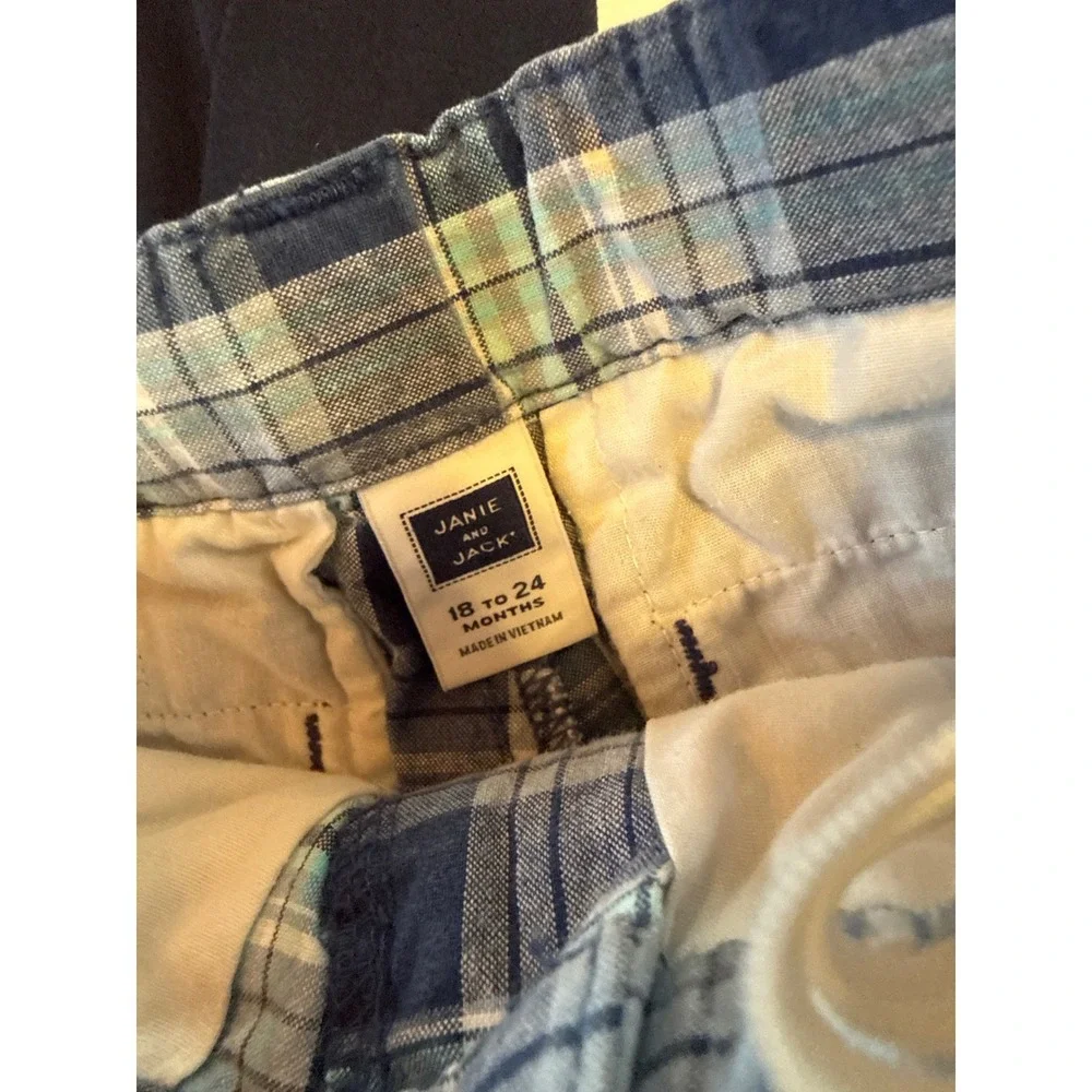 Janie & Jack Baby Boys Whale Long Sleeve Shirt Plaid Shorts Set‎ 18-24 M Outfit
